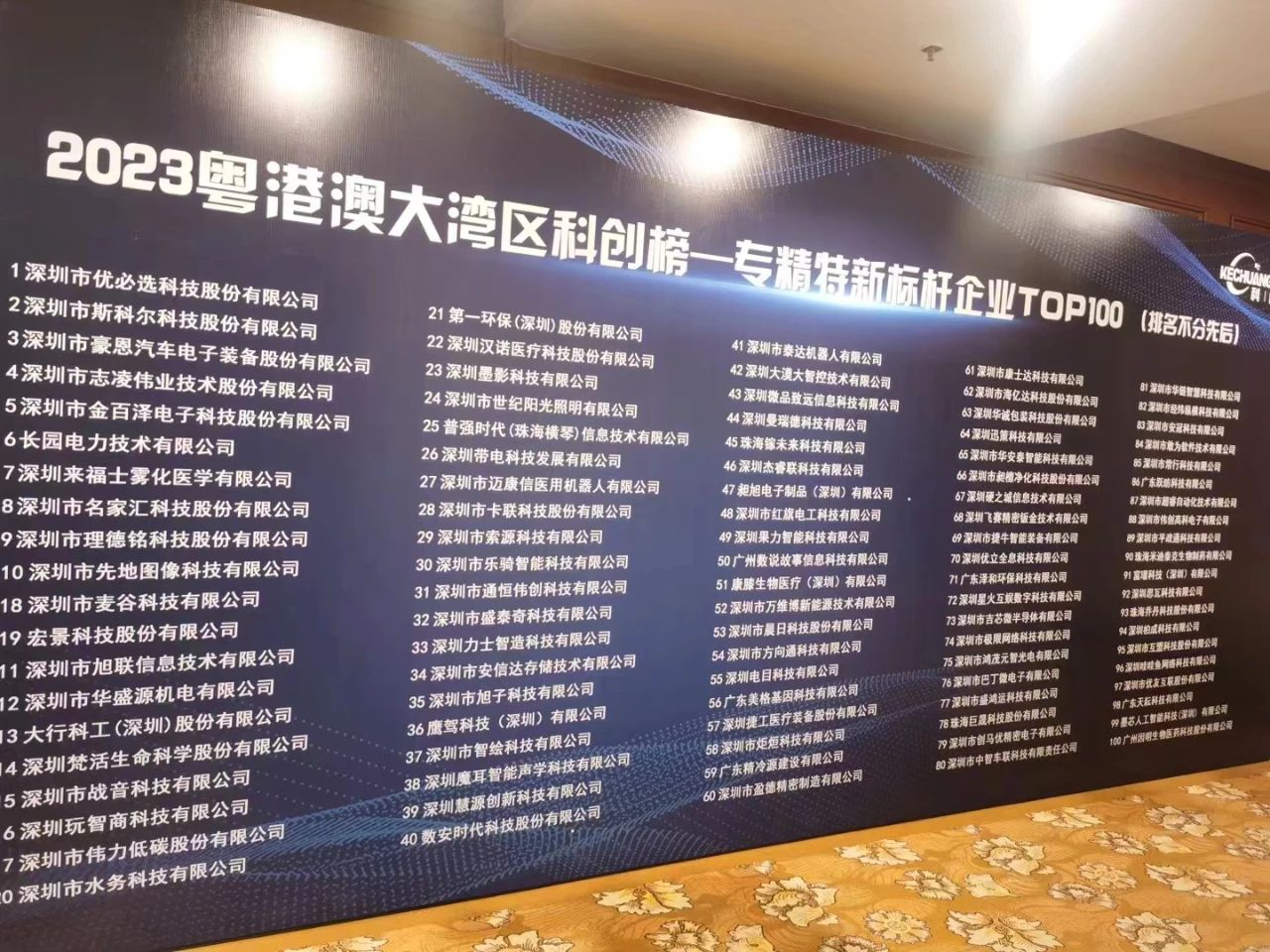 菠菜担保网电工入选'2023粤港澳大湾区专精特新标杆企业TOP100'